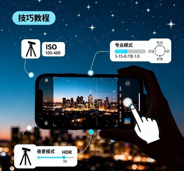 别再拍糊了！手机夜景拍摄3招封神，新手也能秒出大片 掌握这些设置，你的夜景照片也