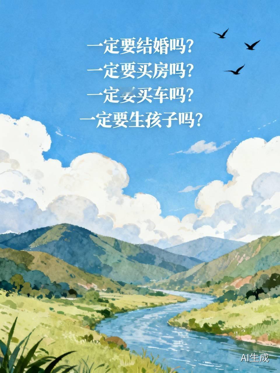 一定要结婚吗？一定要买房吗？一定要买车吗？一定要生孩子吗？当年轻人问出这三个问题