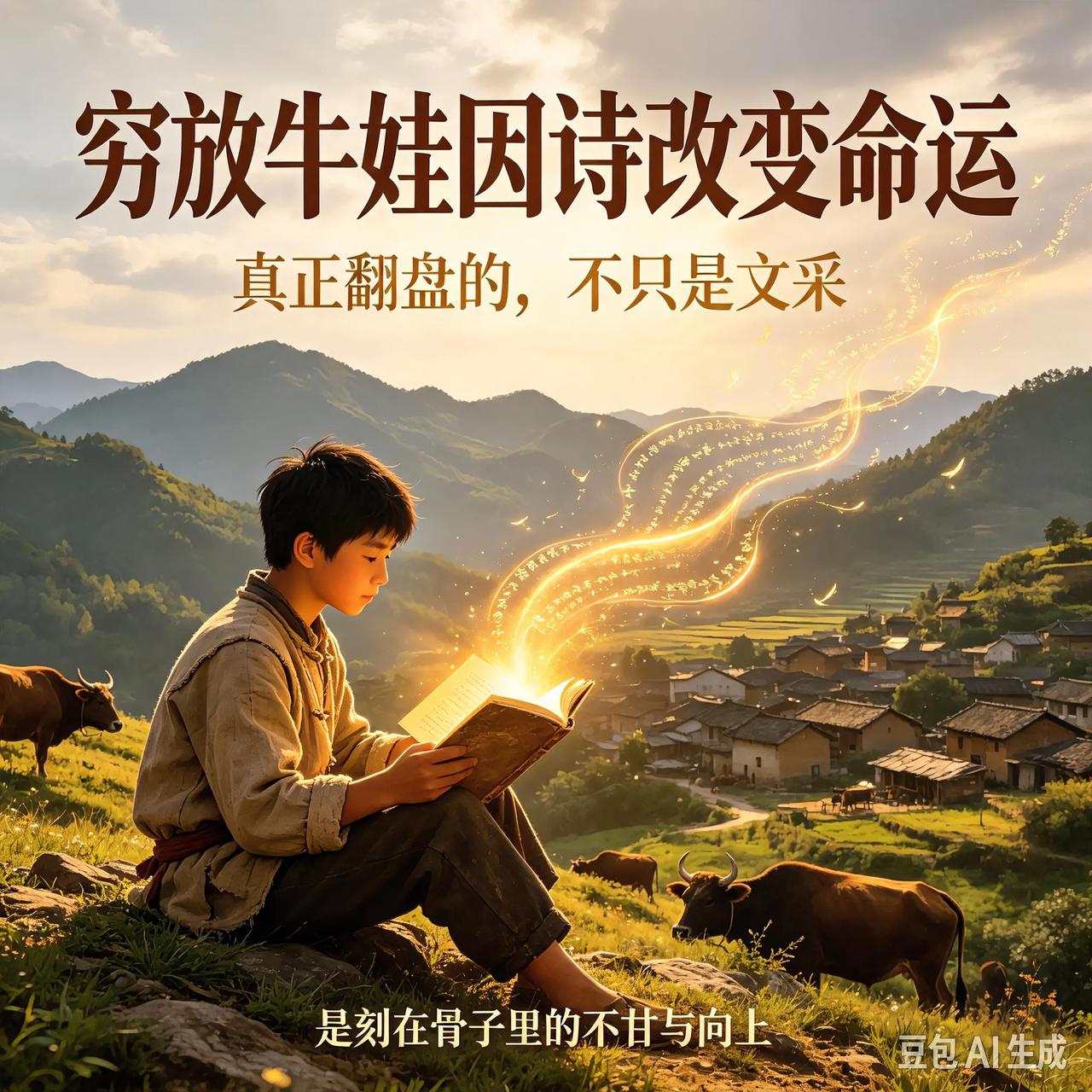 封面已生成，可直接用于头条发布。建议标题：
 
穷放牛娃因诗改变命运：真正翻盘的