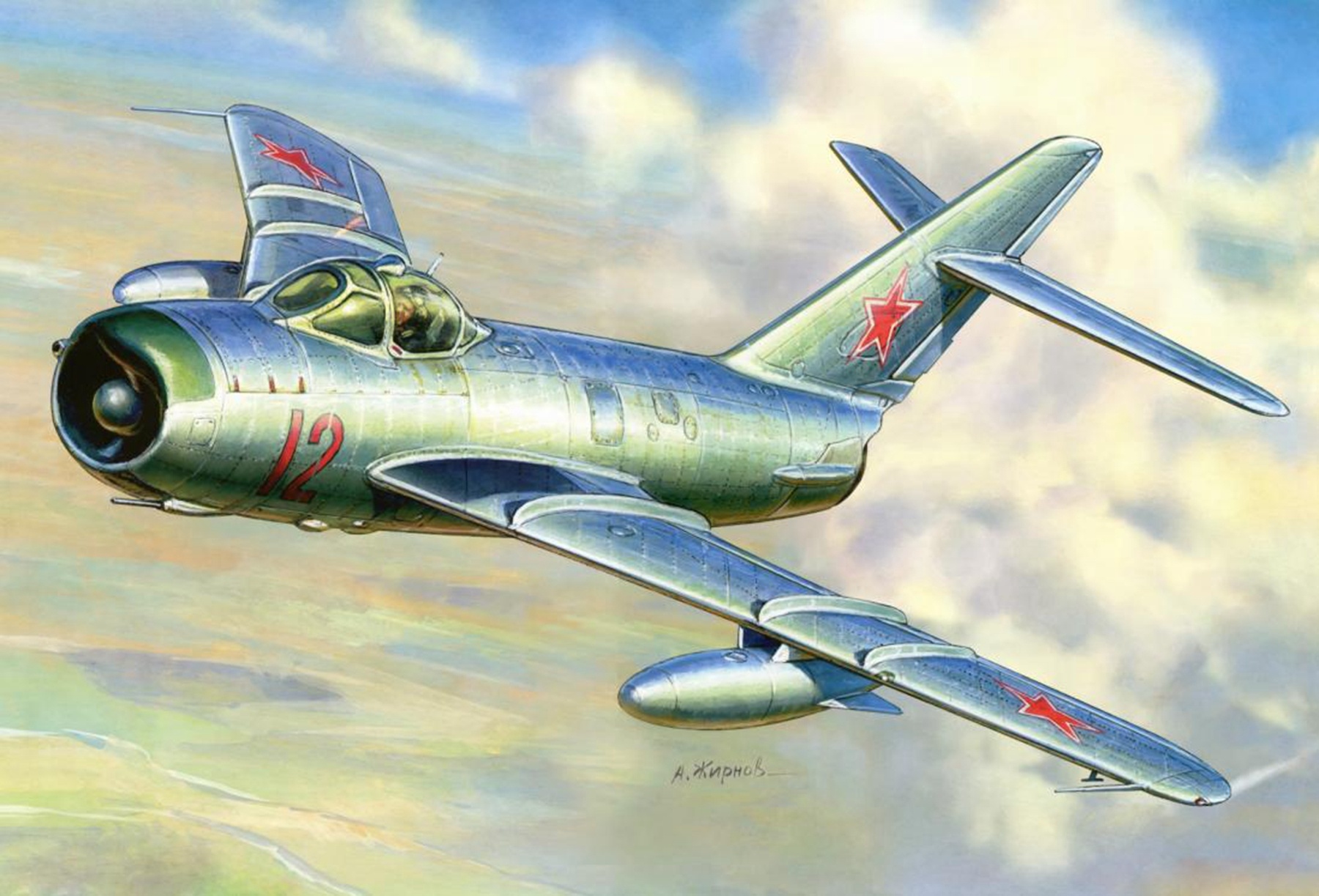 分享圖片：航空繪畫-蘇聯米高揚-格列維奇MiG-17“壁畫”戰鬥機 