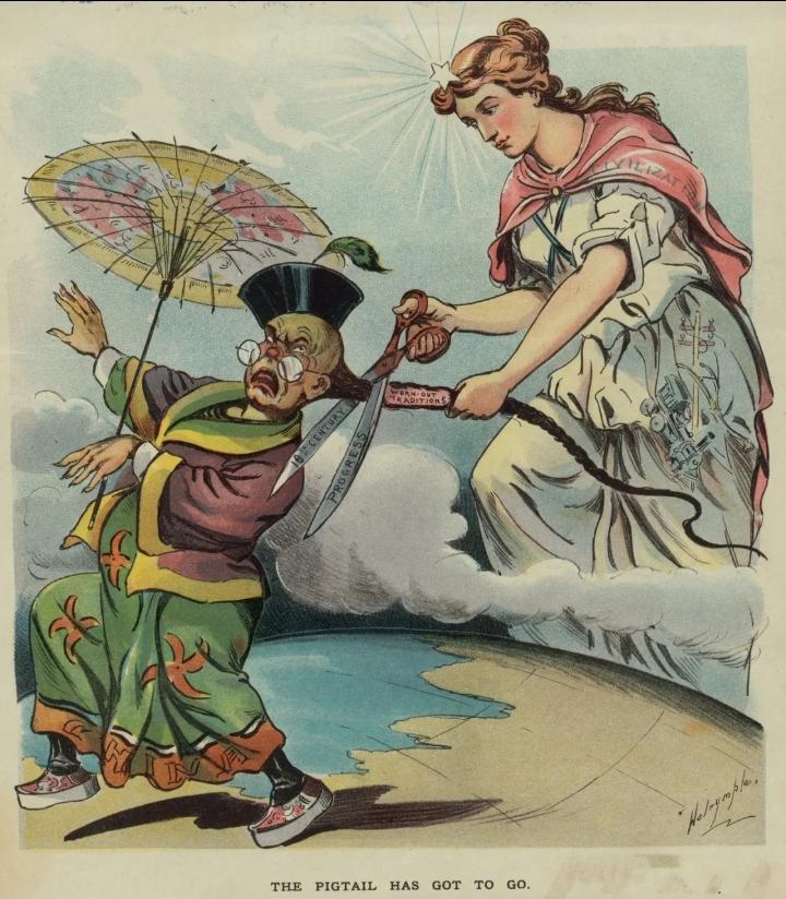 美国的自由女神在干什么？凭什么剪清朝人的辫子？美国著名画家路易斯·达尔林普尔得知