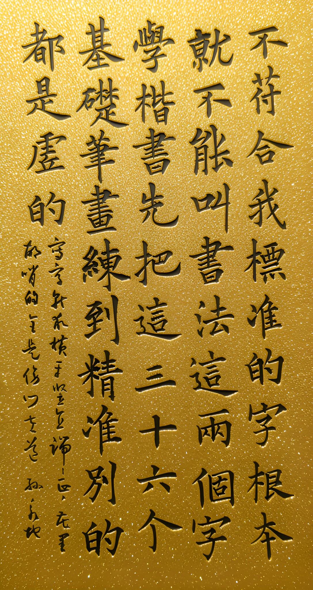 田英章大师语录：

不符合我标准的字，
根本就不能叫书法这两个字！
学楷书先把这