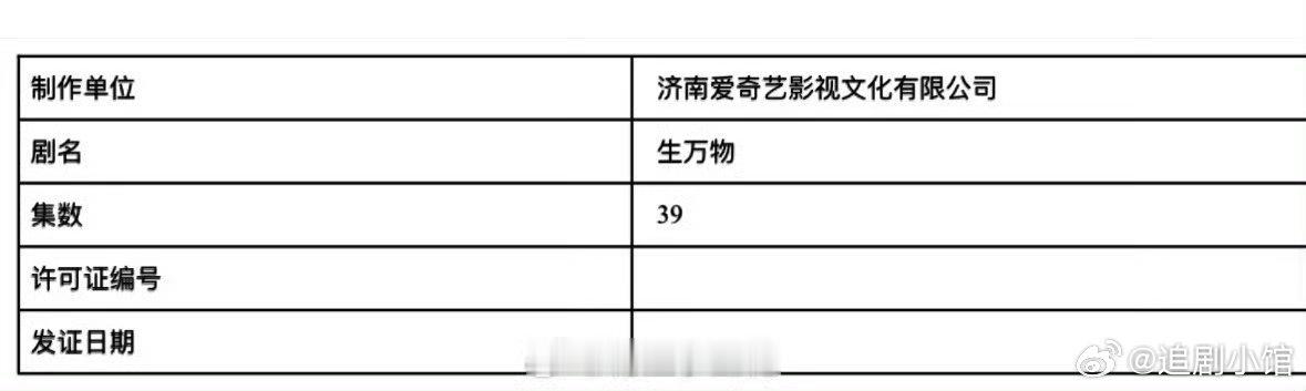 杨幂、欧豪主演的 生万物  即将过审下证，集数变更为39集。根据赵德发的小说《缱