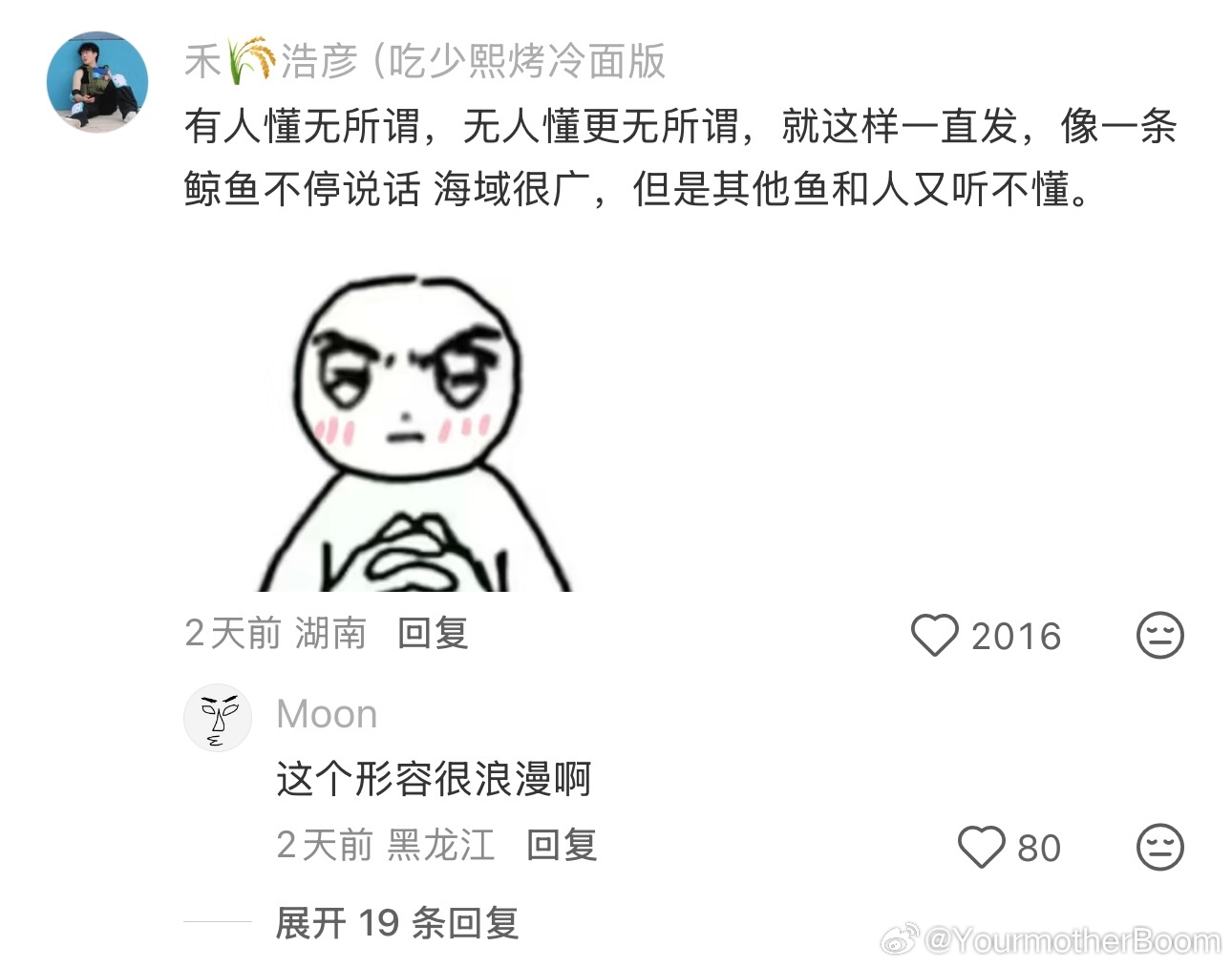 朋友圈像一条鲸鱼不停说话我就爱这样 别人都说看不懂 可朋友圈本来就是我自己畅所欲