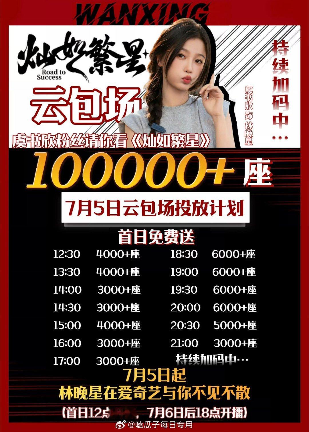 虞书欣《灿如繁星》明天开播 粉丝云包场10W+座 