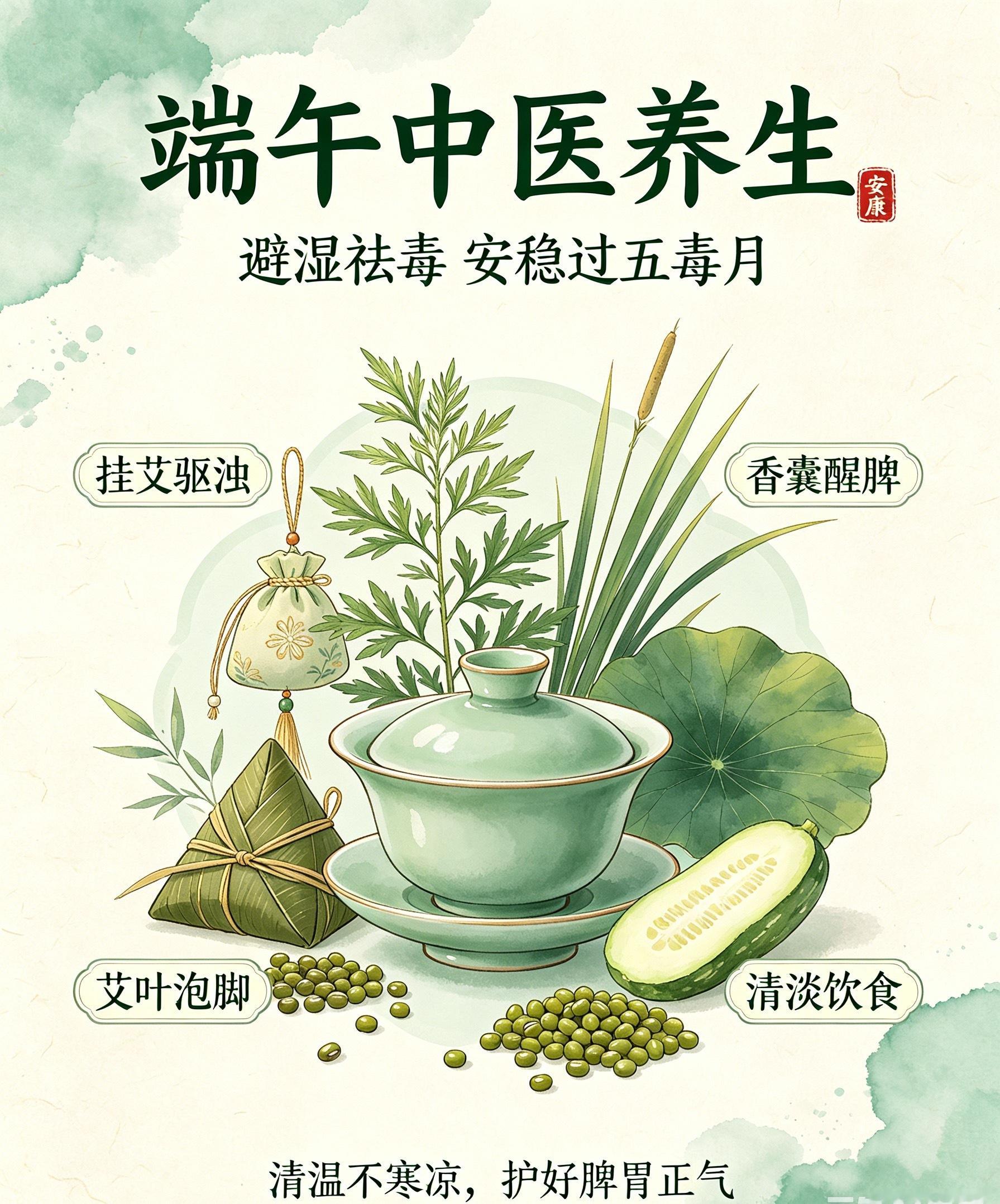 端午中医养生｜避湿祛毒，安稳过五毒月端午正值仲夏，湿气重、毒虫盛，在中医里又叫“