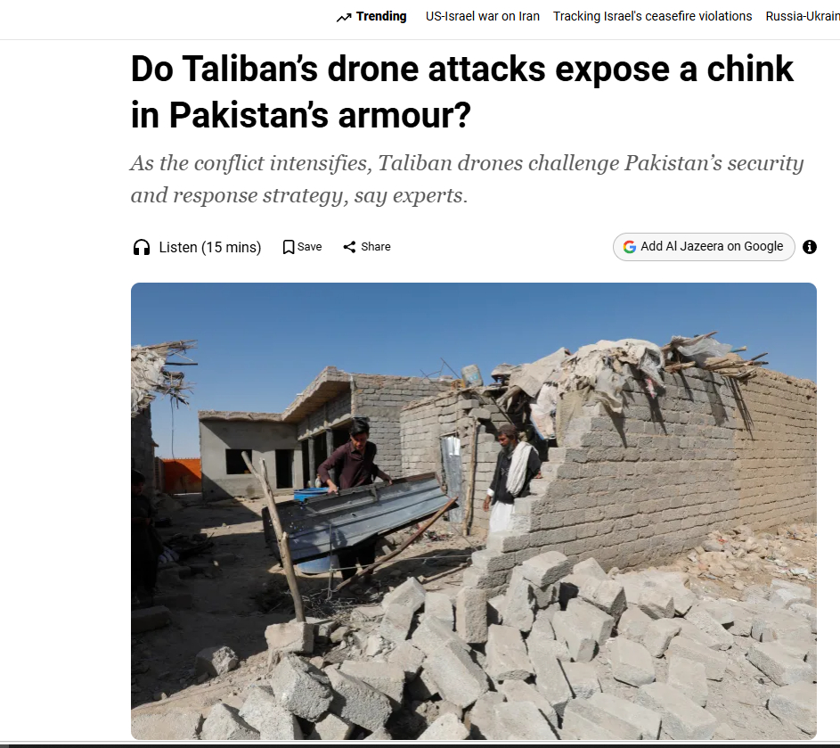 阿富汗塔利班开始使用无人机袭击巴基斯坦的目标~~半岛电视台报道称，3月13日晚，