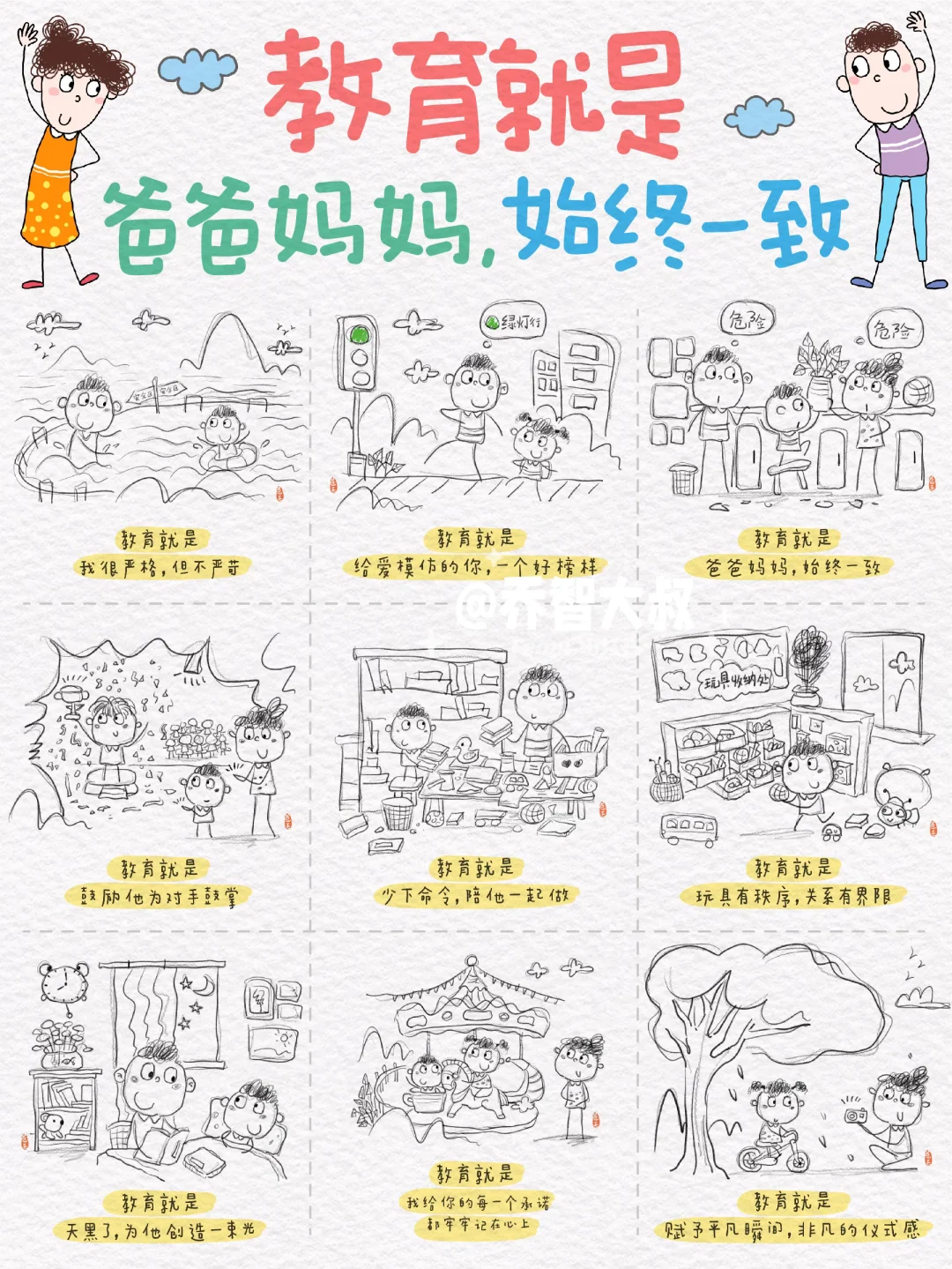 教育就是，爸爸妈妈，始终一致