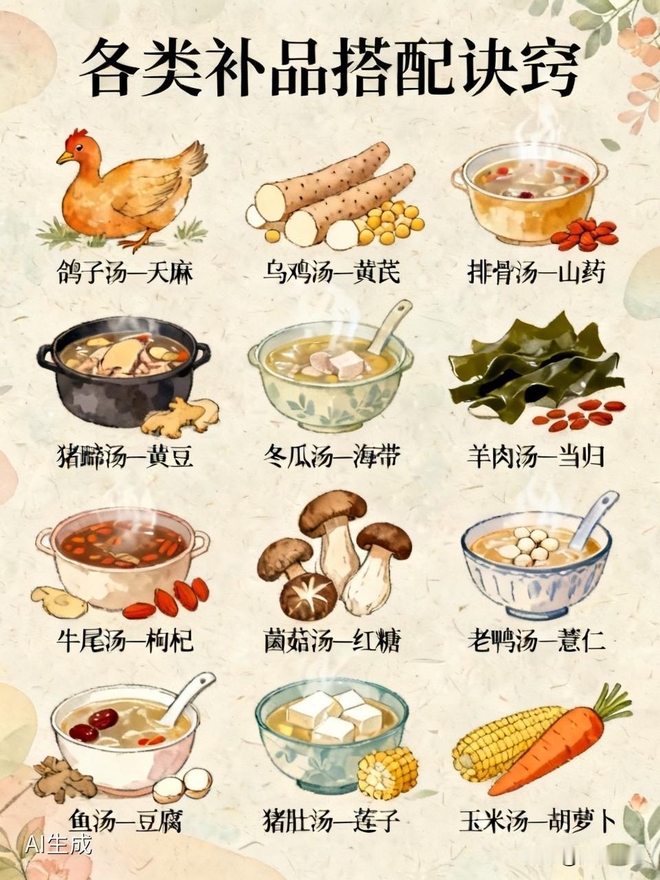 好友说，各类补品搭配有诀窍，下面这些就是最佳搭配，快来瞧瞧！觉得有用就收藏起来吧