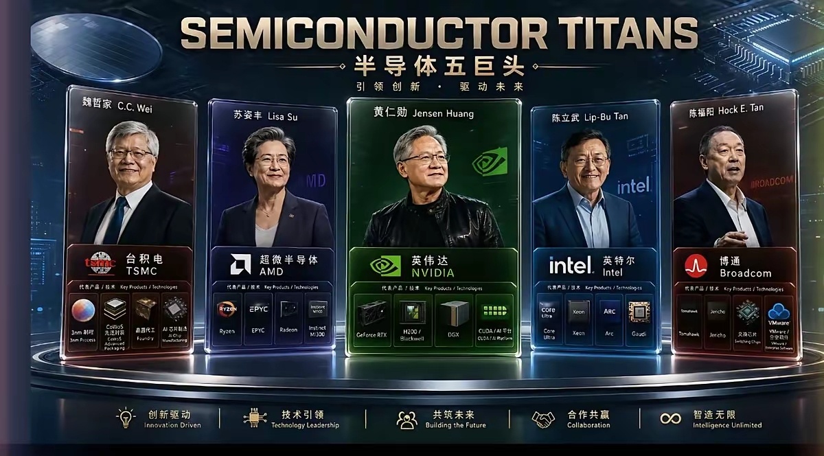 半导体五巨头。华人在这方面真的很牛 