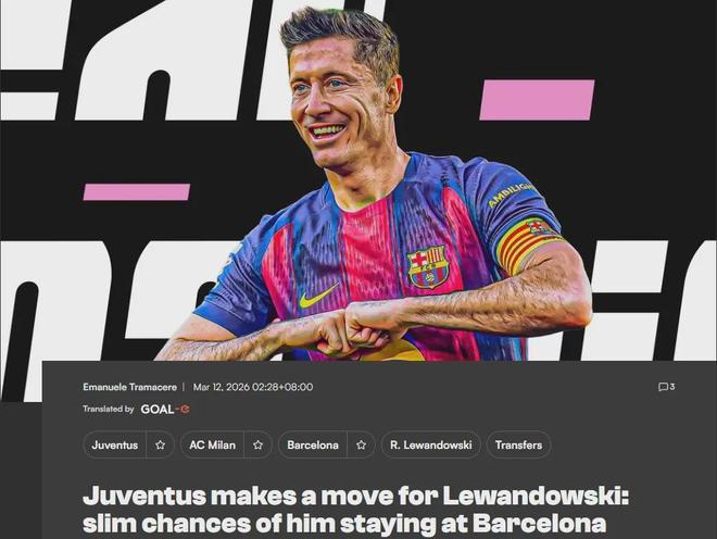 尤文最近几天已经加入了莱万的争夺，他们希望在今夏为斯帕莱蒂签下一名可靠的中锋。 