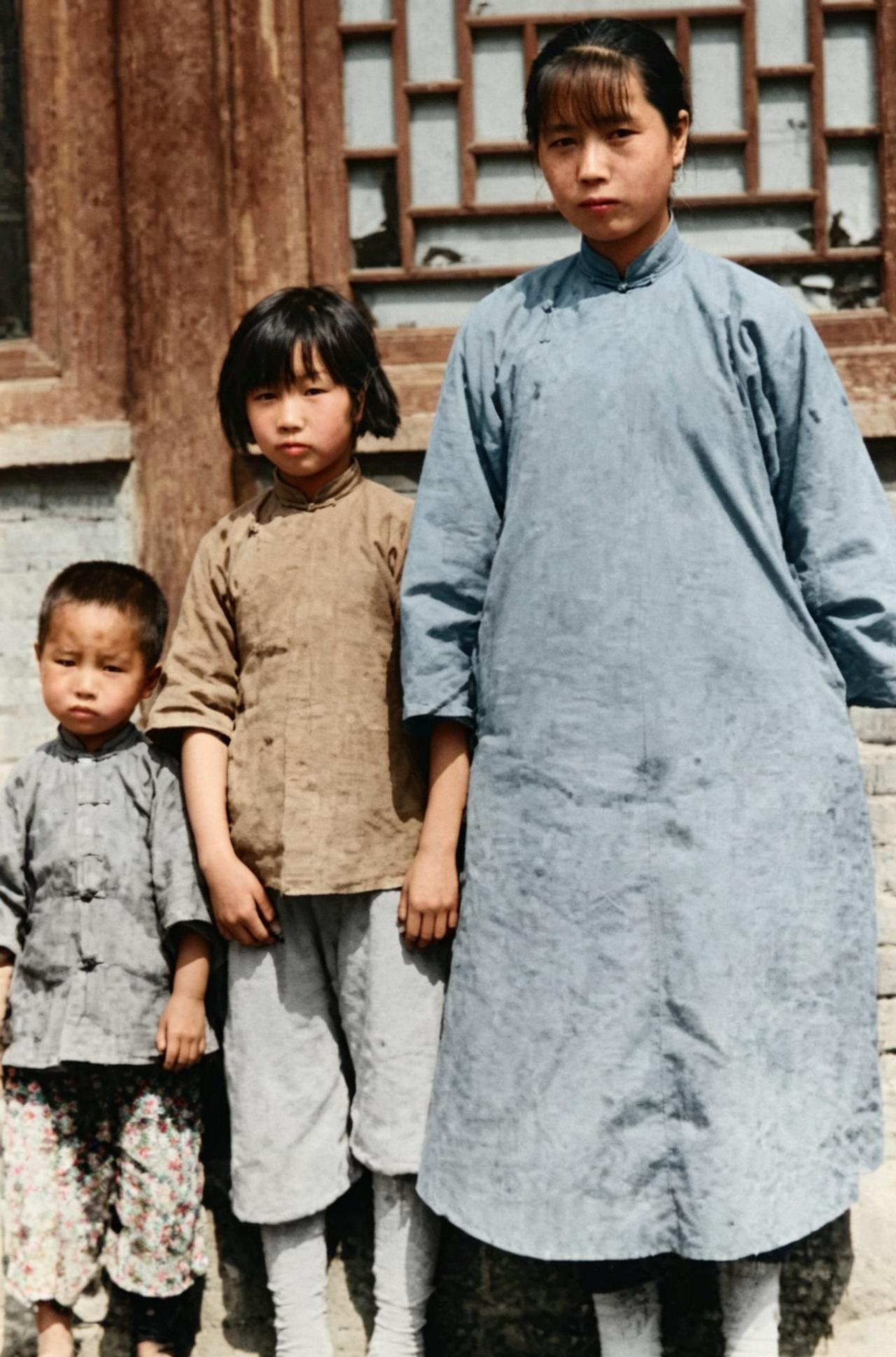 这张摄于1927年的合影，定格了李大钊牺牲后三个孩子的悲痛瞬间。很难想象一张老照