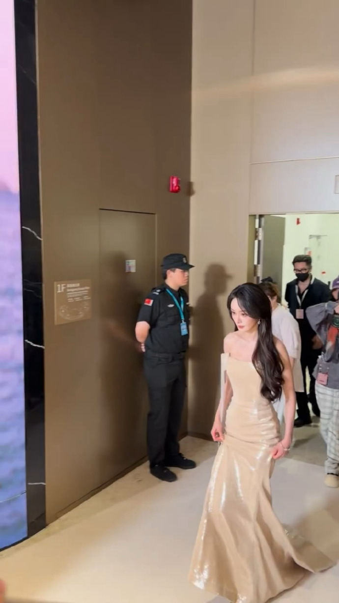 杨幂裸色鎏金裙 杨幂在三亚出席活动，姐姐也太美了！ 