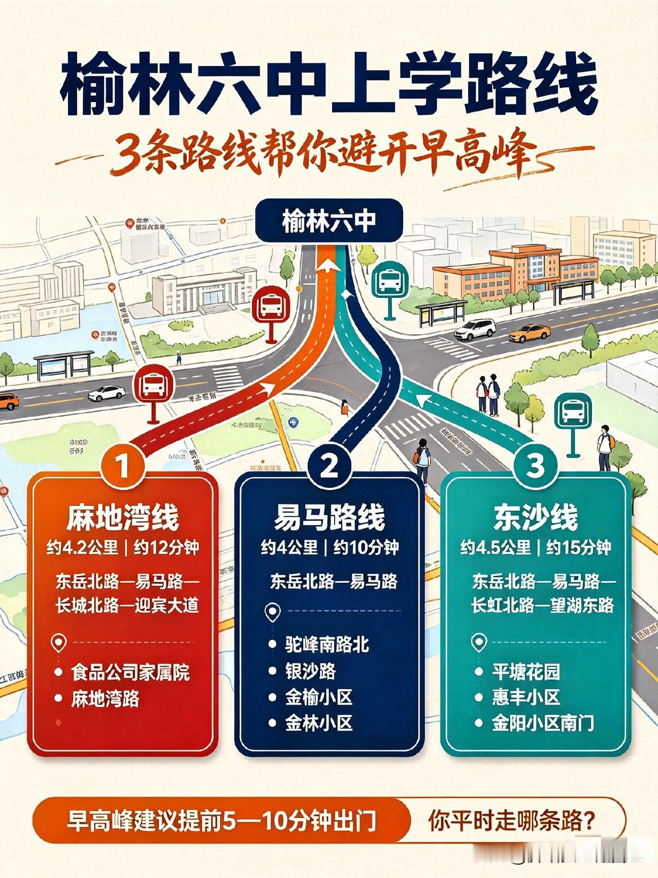 榆林家长注意！六中上学路线大更新，3条路线避开堵点，娃上学再也不迟到！
 
家有