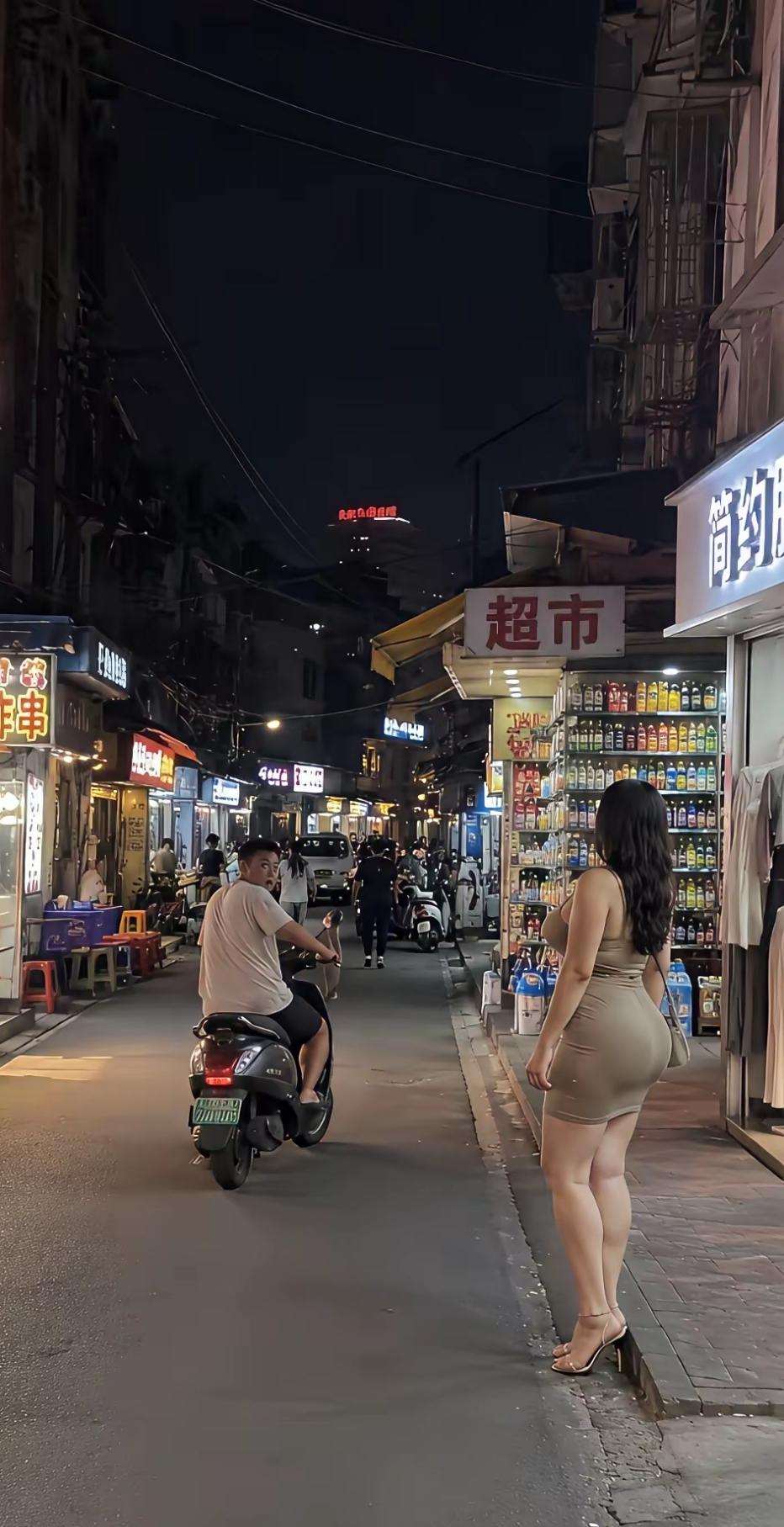 为何说万恶淫为首呢？你瞧这小伙子，老是回头去看美女。都不看路了，骑着摩托车多危险