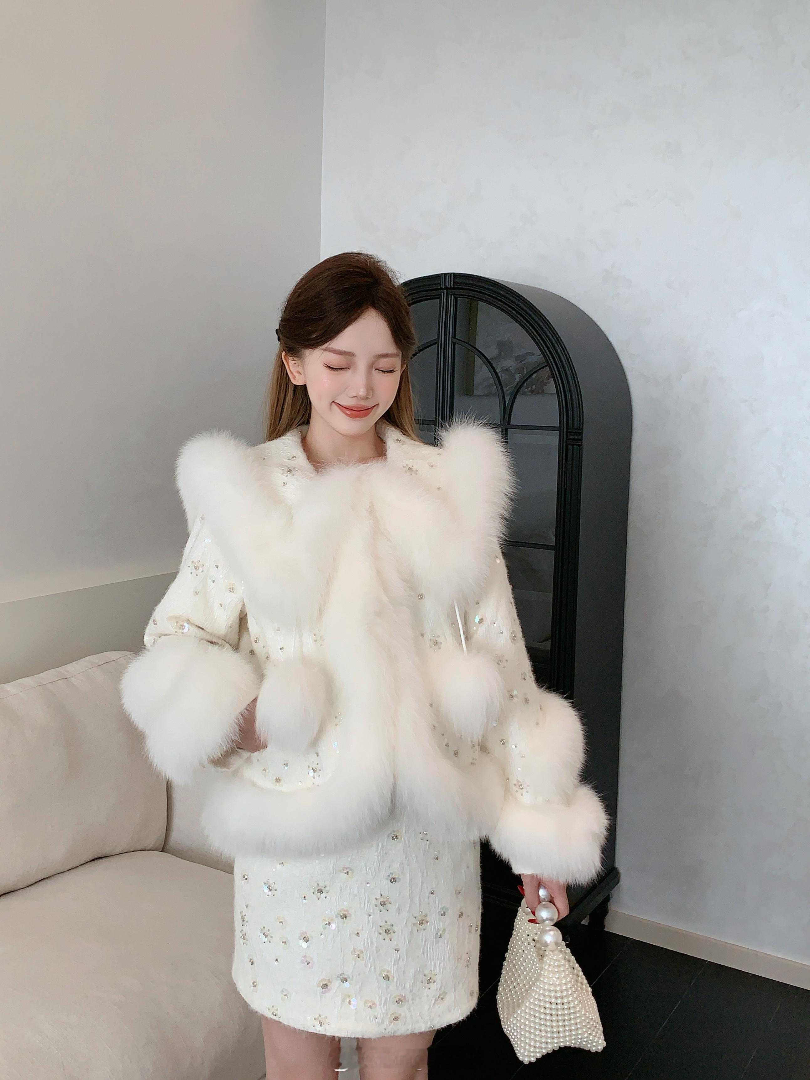 厚厚的少女感毛球羽绒套装💖 ​​​