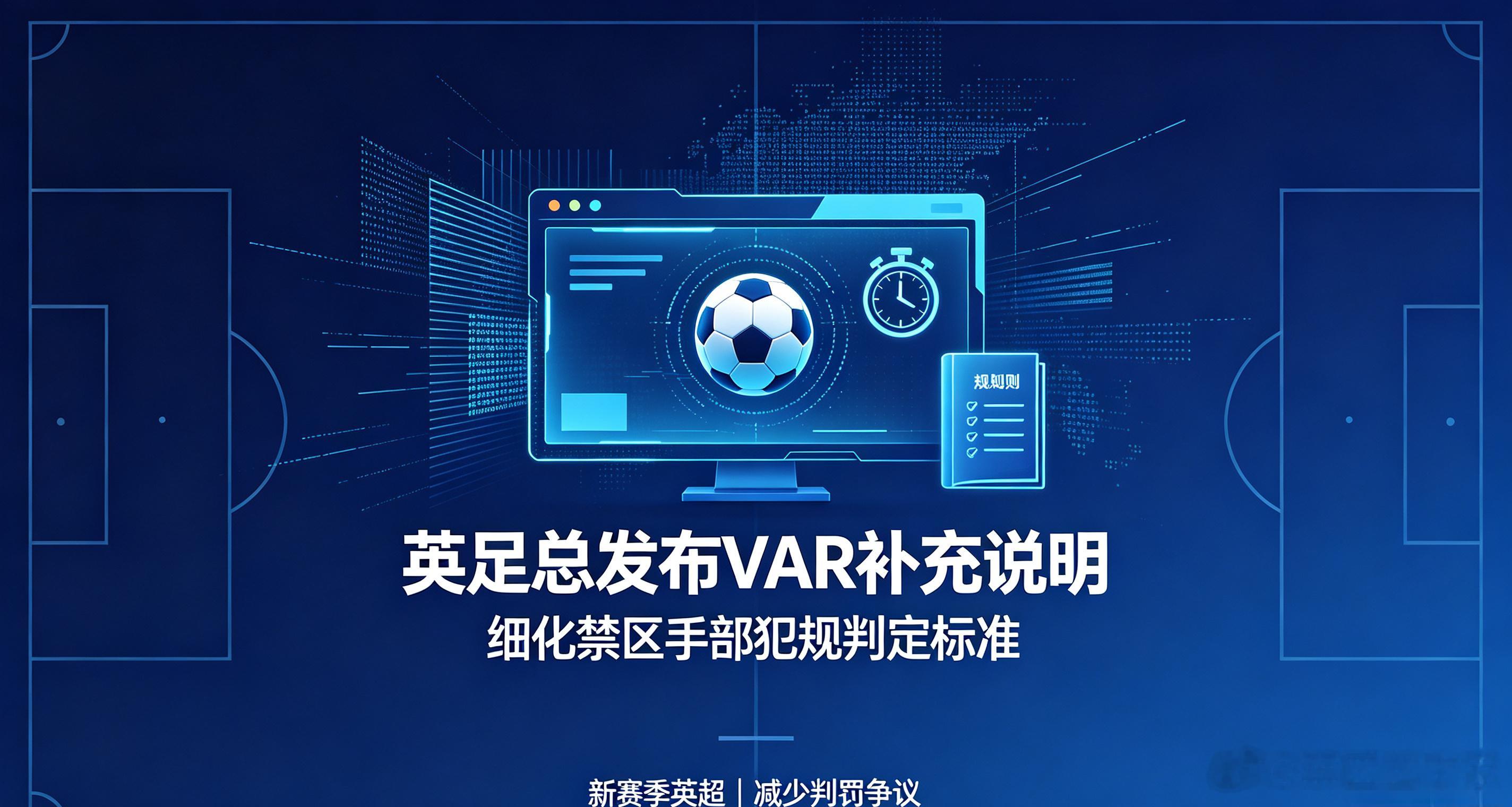  资讯：英足总正式对外公布VAR调整方案，本次改动聚焦禁区手部犯规场景，细化判定