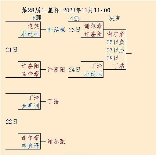谢尔豪 1-1 丁浩，28日28届三星杯决赛三番棋决胜局 #围棋# 
