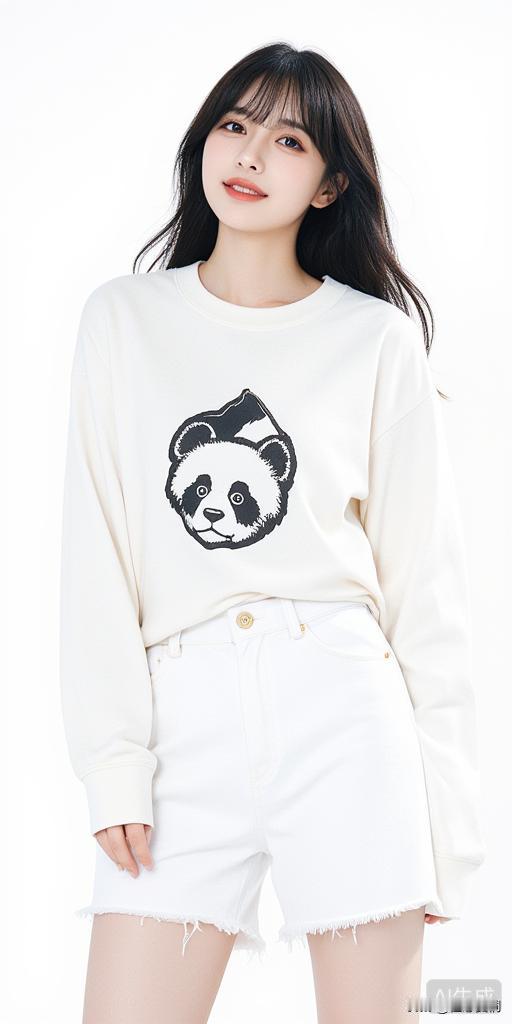元气少女穿搭指南：熊猫印花卫衣+白色短裤，轻松可爱！🐼👗👖看看气质女神的穿