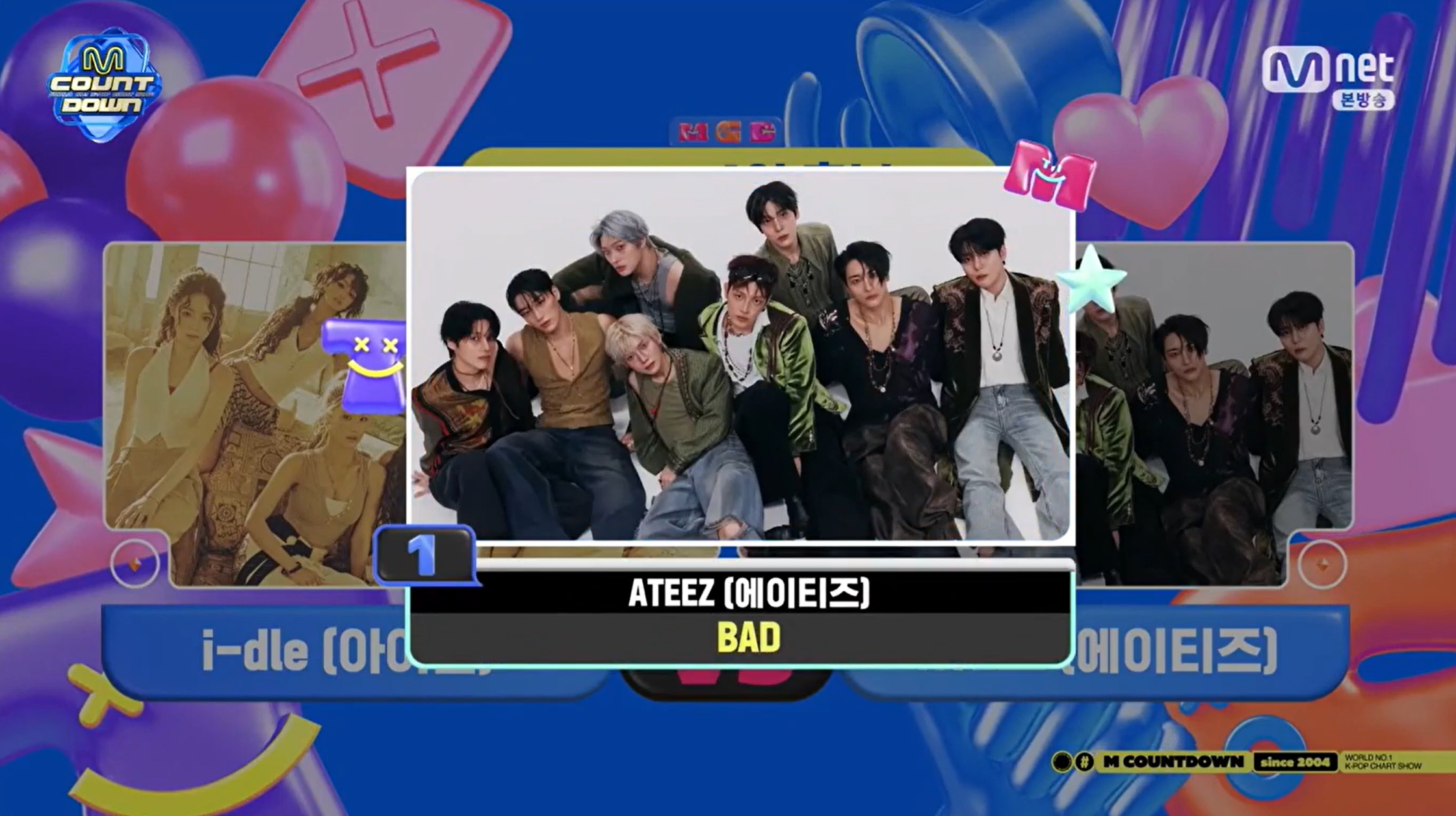 恭喜 ATEEZ获得今日《MCD》一位🎉“BAD”第3️⃣个一位✅ATEEZ职