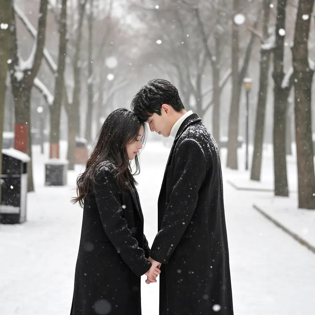你要写初雪，就不能只写雪，

你要写雪下的情侣，一不小心白了头，

银装素裹的世