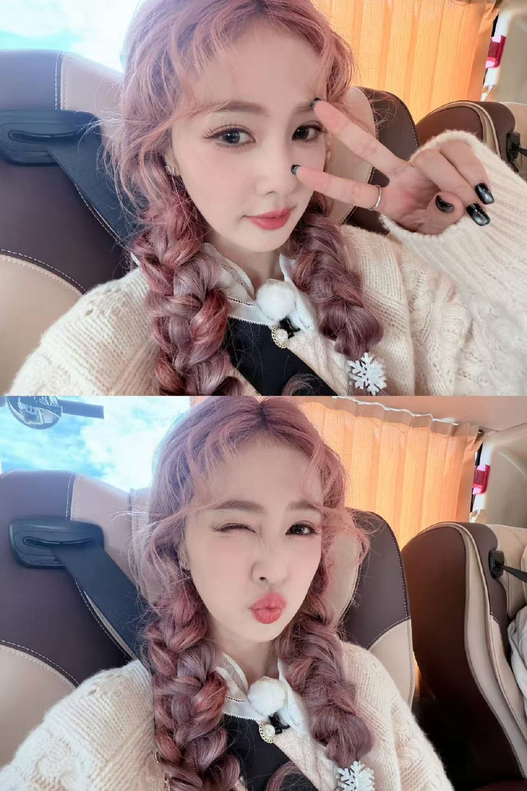 白鹿拍没有看到的美白鹿麻花辫发量孩子一根麻花辫比我满头头发都多 ​​​