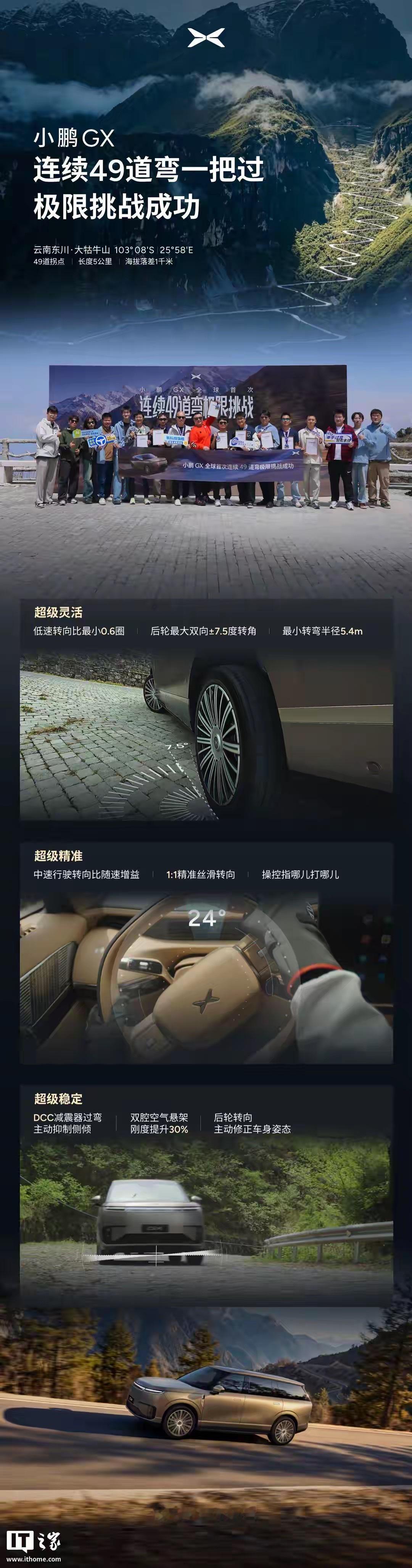小鹏GX连续49道弯一把过挑战成功

这条消息刚刷屏汽车圈，直接颠覆了大家对全尺