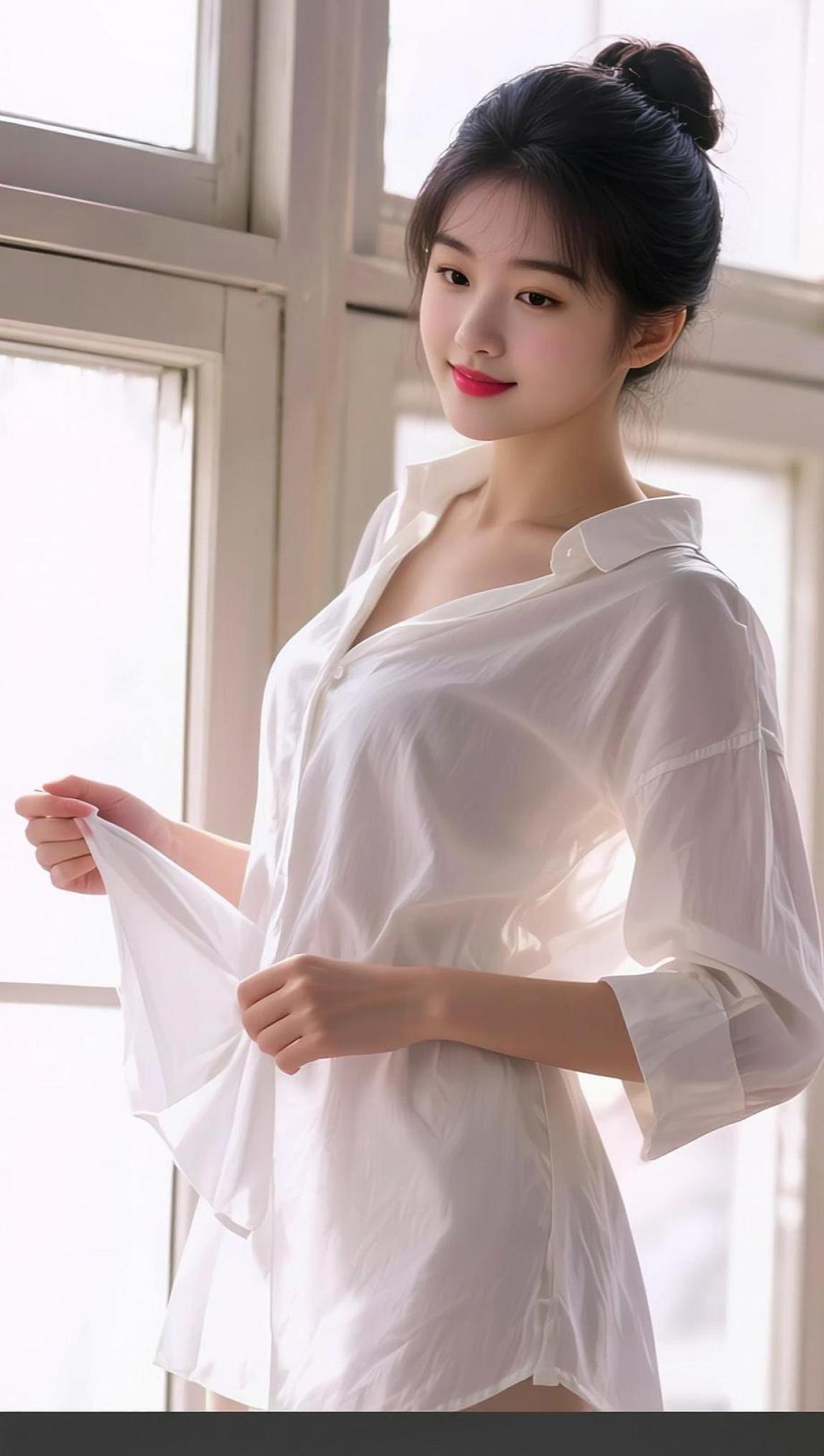 AI窗畔白衫照  抖音ai创作