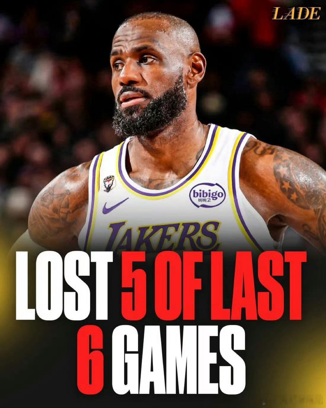 过去6场比赛输了5场，哈哈哈哈哈😂开拓者战胜湖人