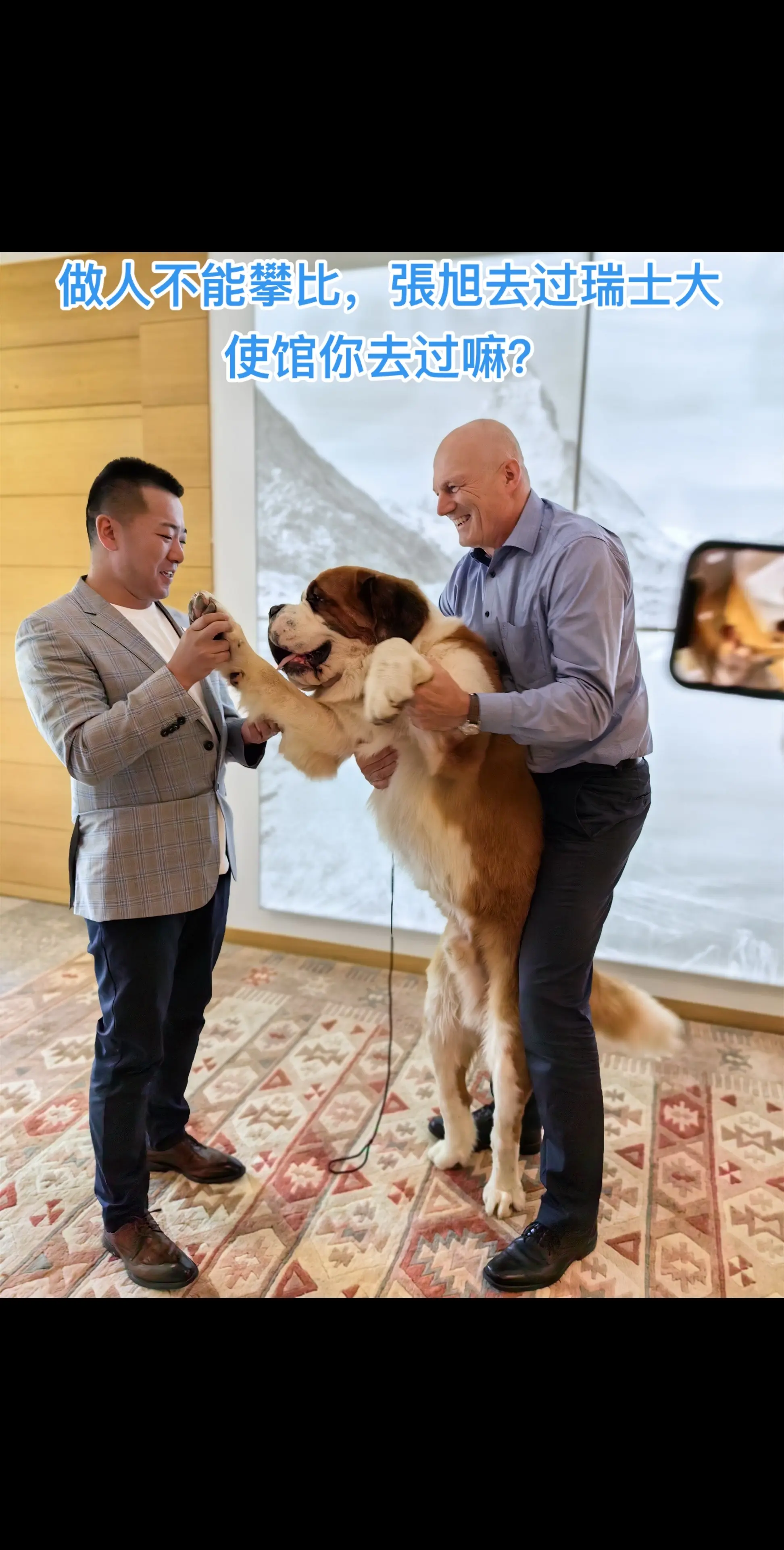 做人不能攀比，張旭去过瑞士大使馆你去过嘛？