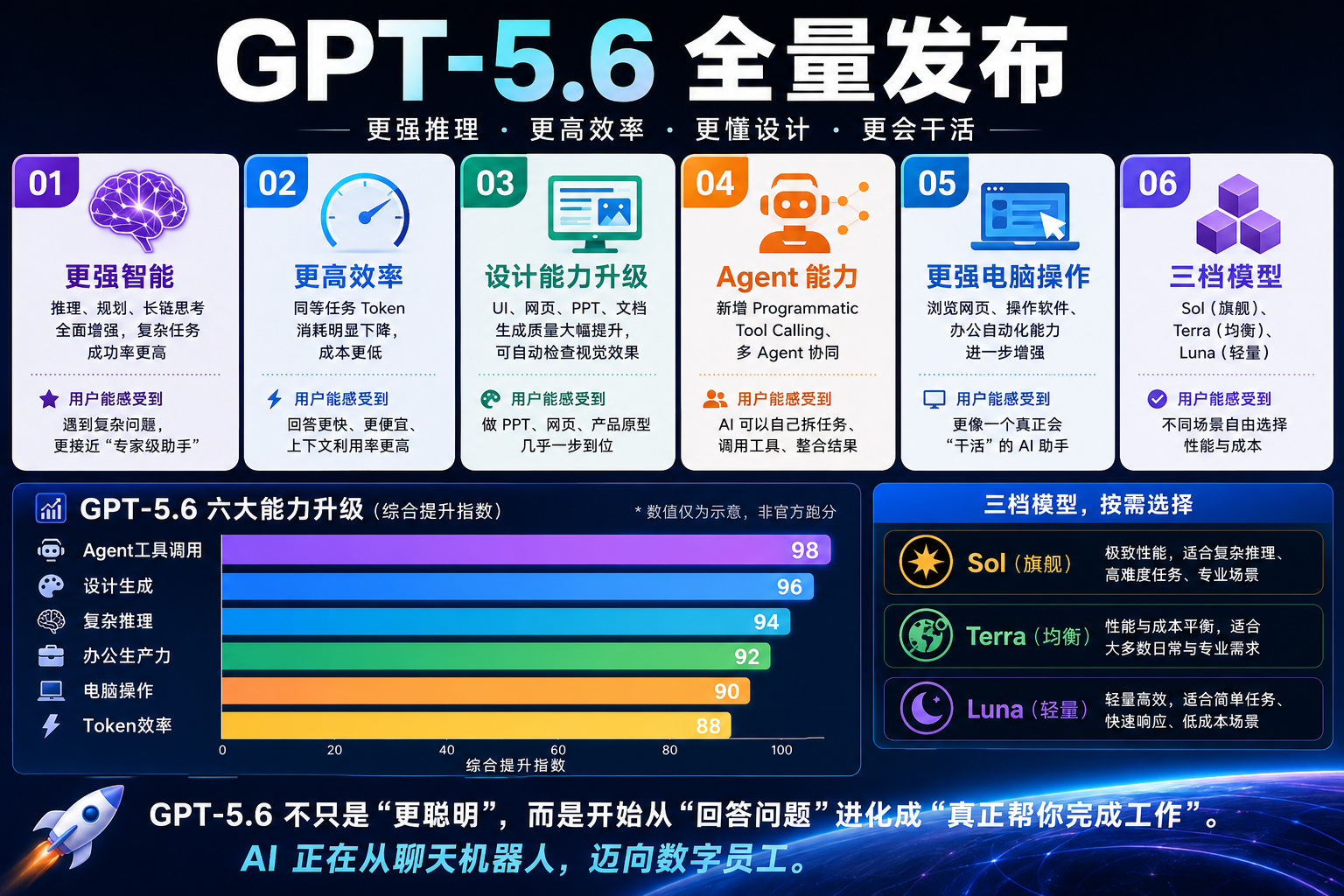 OpenAI全量发布GPT5.6我让GPT自己给自己的更新点做了一份图表！GPT