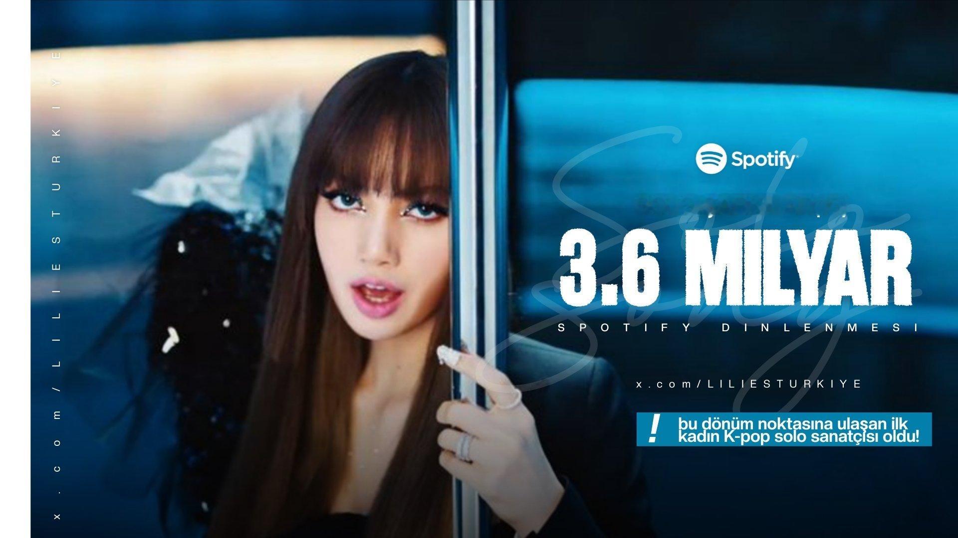 ❤️ 恭喜LISA 在 Spotify 上仅凭借她的个人歌曲（19 首）就超过了