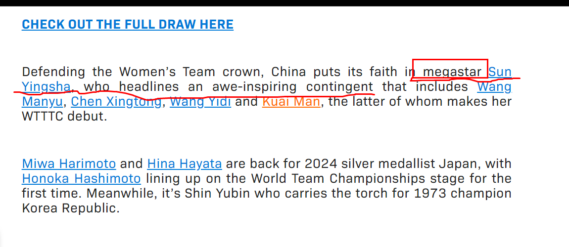 乒乓球 WTT称孙颖莎是megastar megastar 是一个英文合成词，由