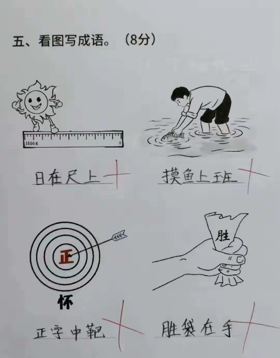 说句真话，这四个成语我就第一个不知道是啥，其余那三个应该是：
浑水摸鱼
正中下怀