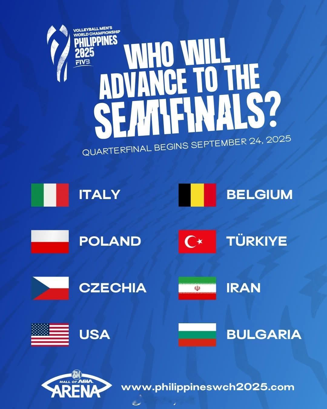 2025年男排世锦赛8强对阵🇹🇷土耳其  vs   波兰🇵🇱🇧🇪比利