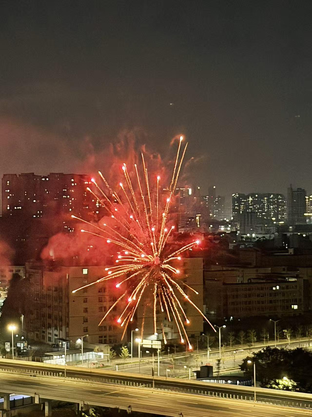 新年生活图鉴新年看小区边上有人放烟花，烟花太美了，又喜庆，也安全！