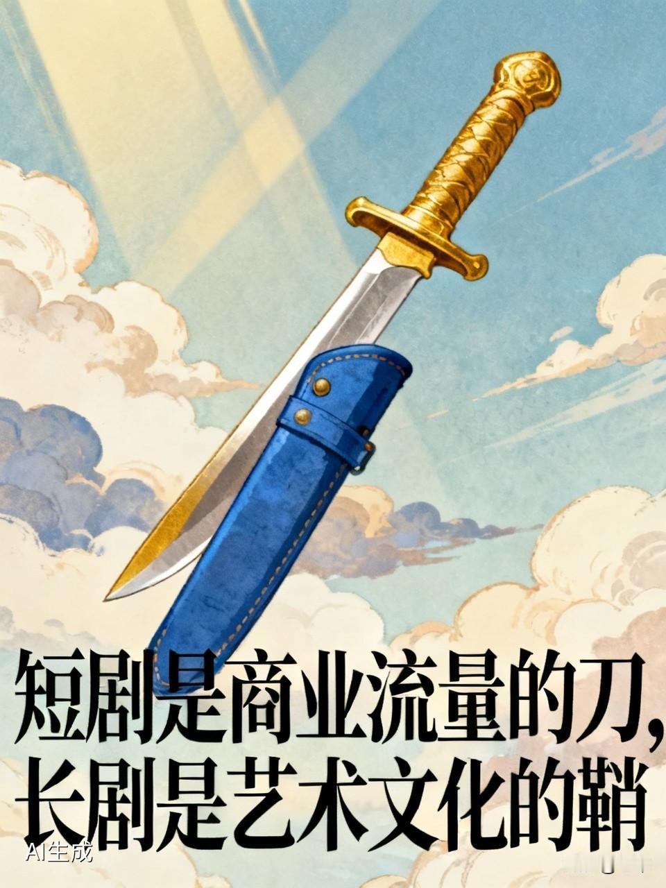 我认为短剧
短剧是商业流量的刀，长剧是艺术文化的鞘。
未来短剧越来越多，长剧越来
