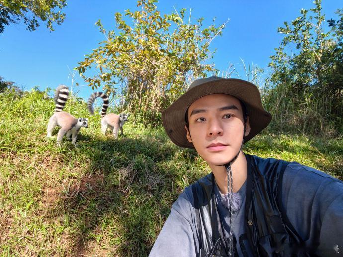 龚俊和环尾狐猴自拍龚俊镜头下的小动物们 龚俊和环尾狐猴自拍真的超有趣，而且他还分