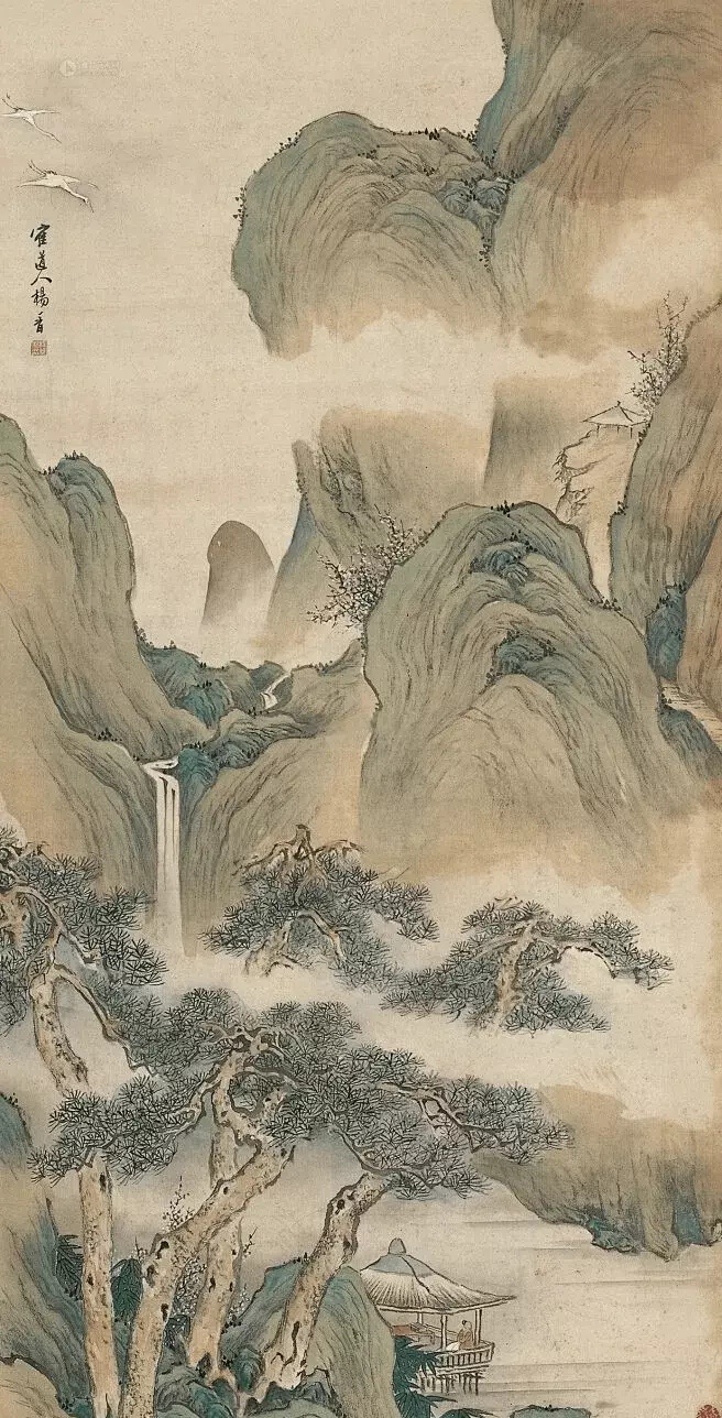 杨晋（1644-1728），字子和，号西亭，常熟人，师承清初画家王翚。其山水画风