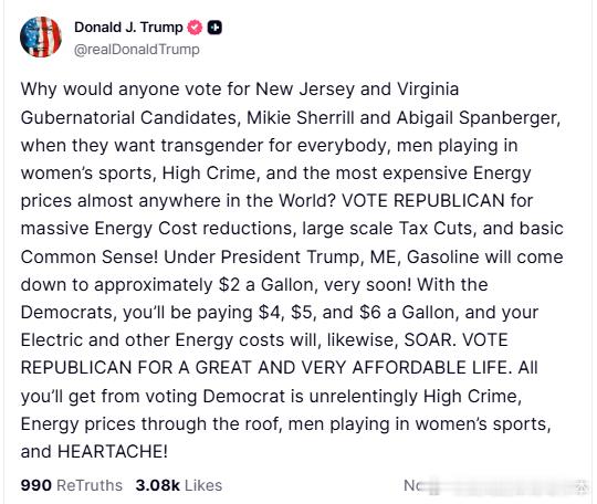 【黄金时代】川普为新泽西和弗吉尼亚共和党候选人背书第二弹：为什么有人会投票给新泽