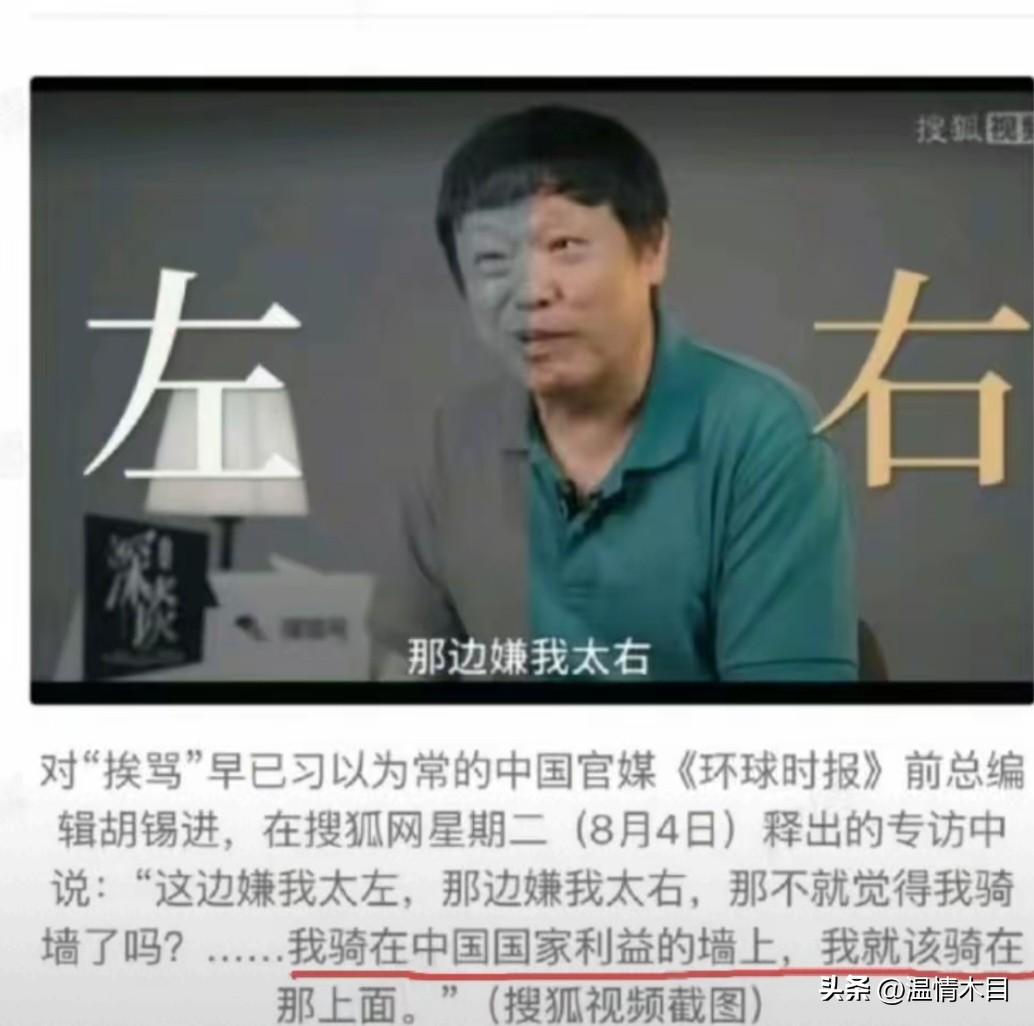 胡锡进在解释“骑墙”时，说他骑在“国家利益的墙上”，这样的表述合适吗？
很多网友