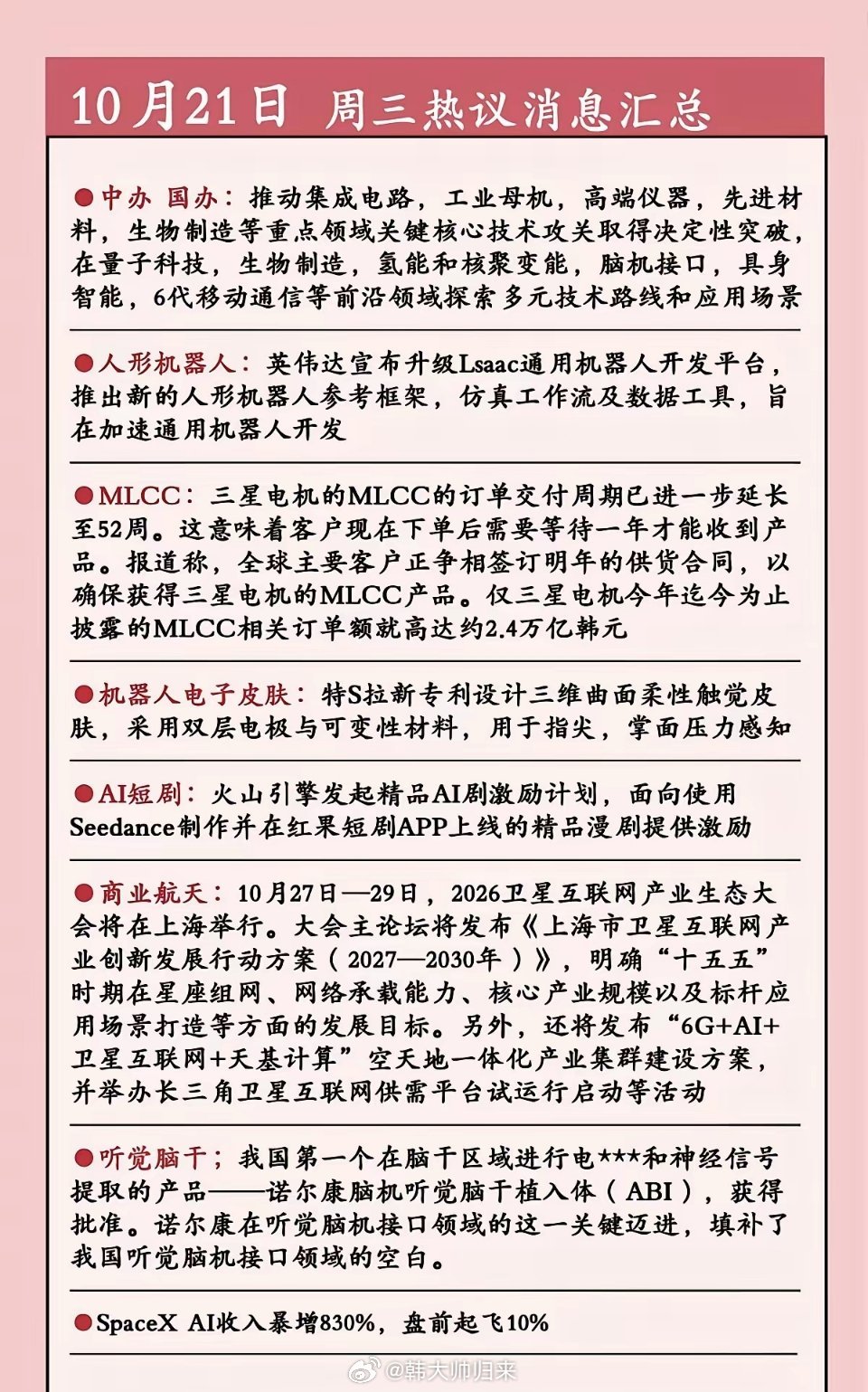 10.21周三  晚间：财经新闻+热点资讯！​1.大科技，集成电路，工业母机2.