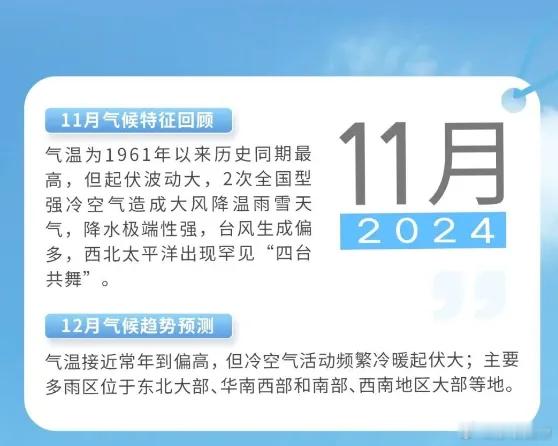 据国家气候中心消息，今年11月（1日-28日）全国平均气温5.5℃，较常年同期偏