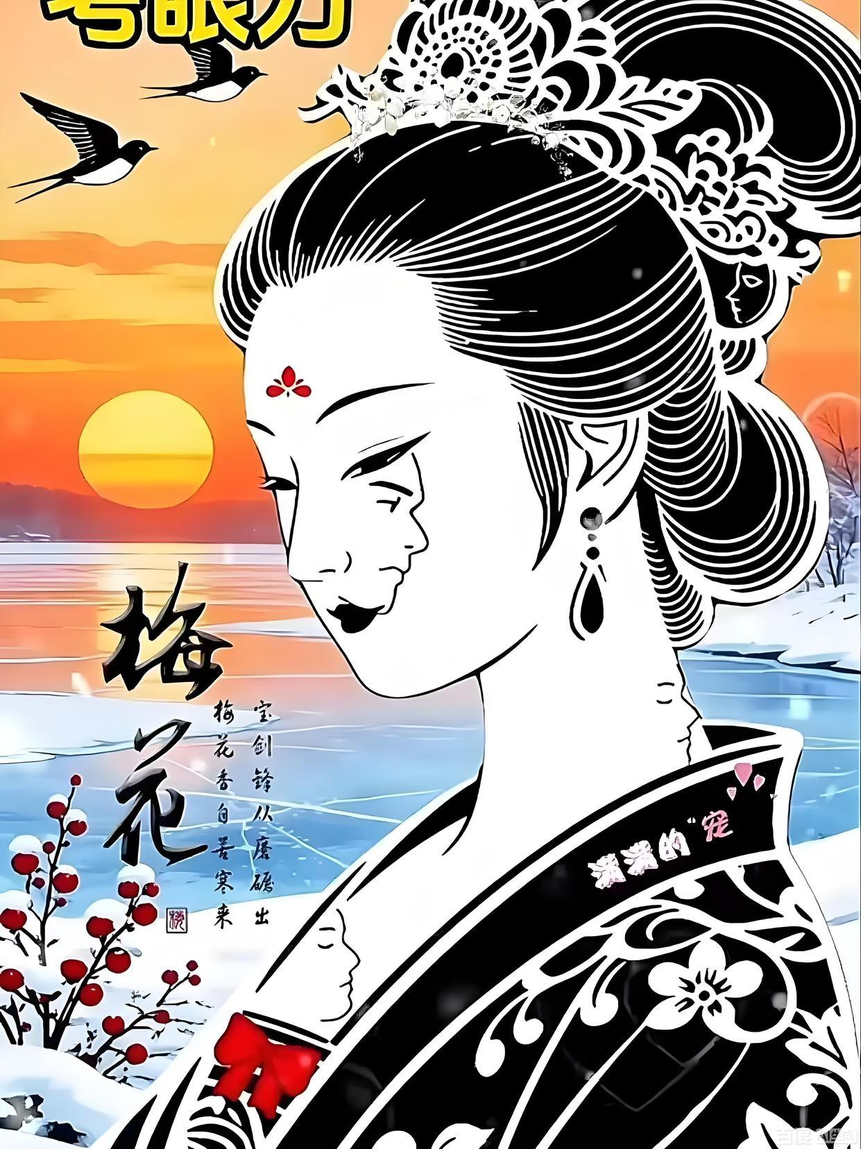 眼力大挑战来了！这幅梅花古风图藏了好几张人脸。
 
好多人仔细看了半天，都没办法
