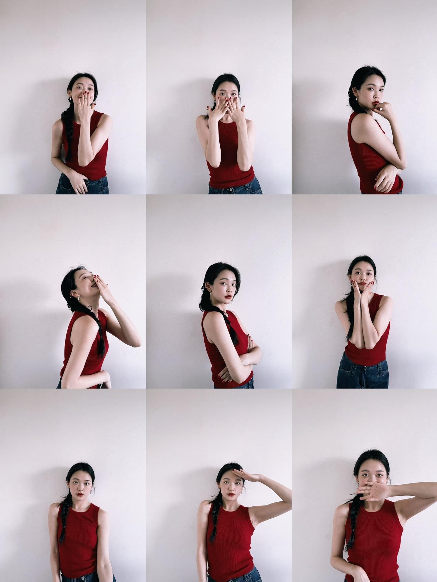 九宫格自拍姿势。