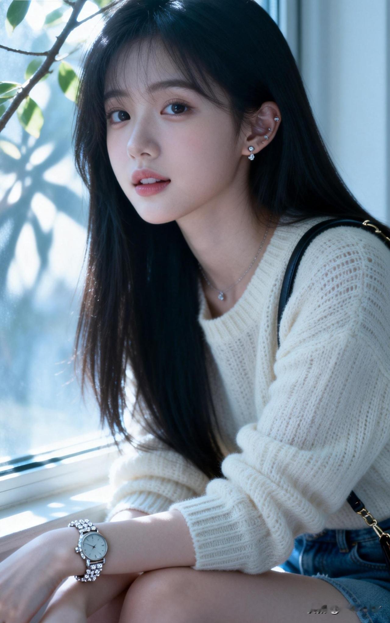 阳光洒进来的午后，少女甜美微笑