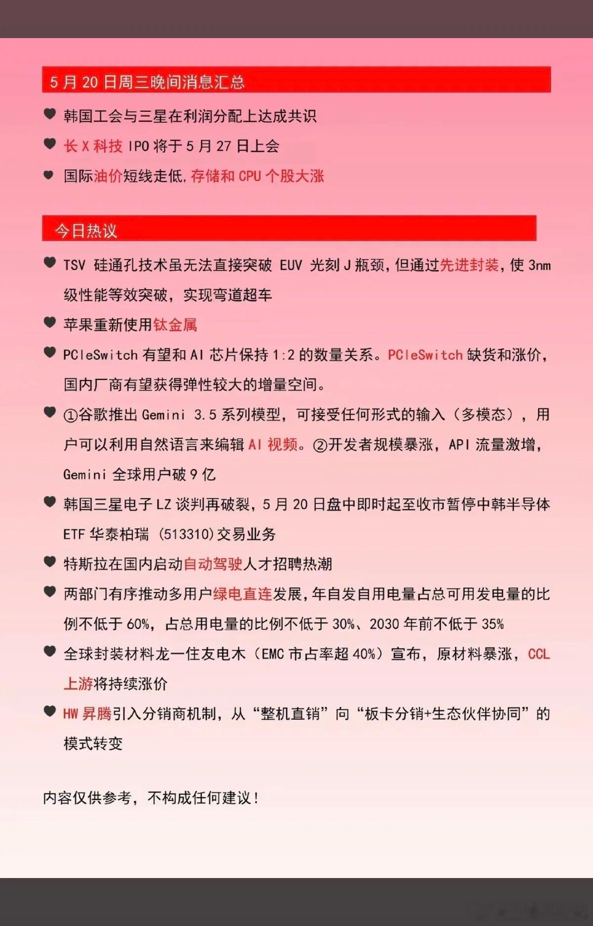 5.21周四  财经热点新闻汇总！1.国际油价大跌、存储芯片收涨！2.先进封装3