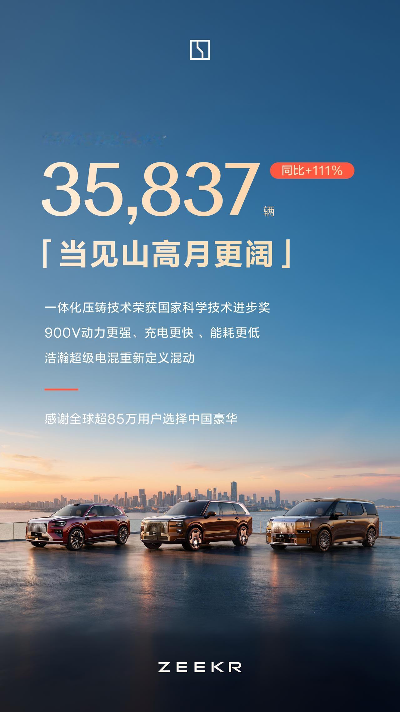 7月极氪新车销量35837台，同比增速破百，连续6个月双增长，极氪的这波销量走势
