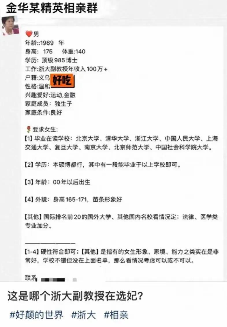 这不就是个特别注重学历和年龄的征婚启事吗？
用不着用“选妃”这种词儿。
不过这征