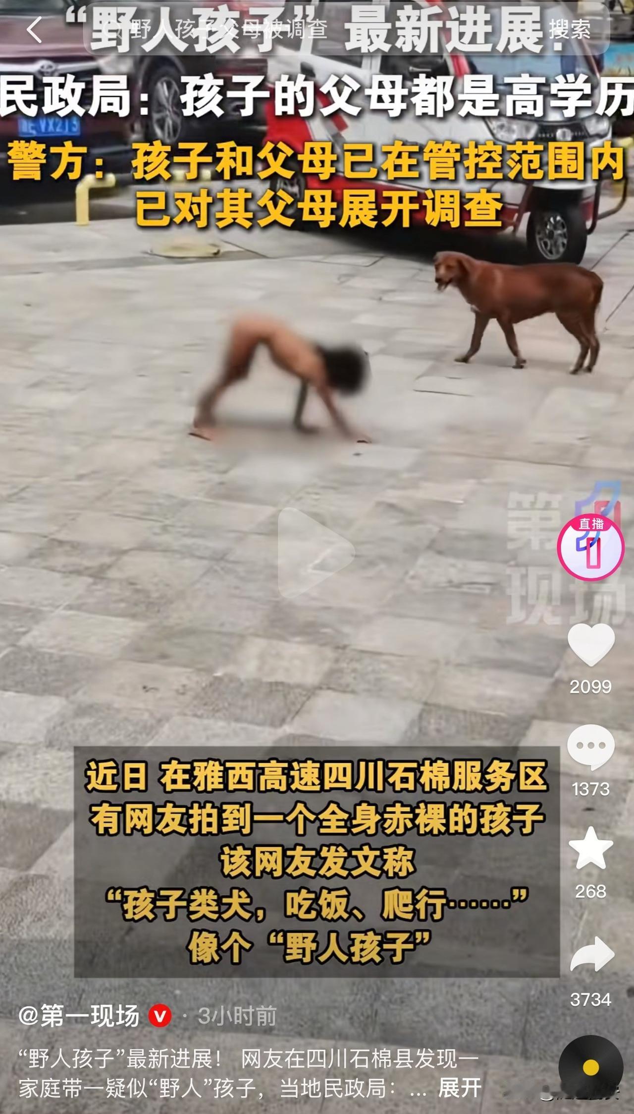 太可恨了！“野人”小孩父母都是受过高等教育的人，孩子母亲还是研究生学历，他们夫妻